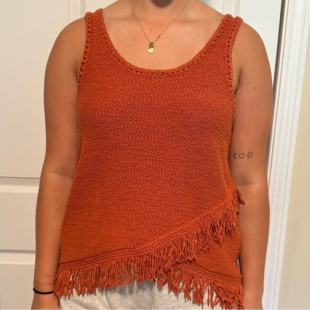 {Akemi + Kin | Anthropologie} Fringe Knit Tank Top